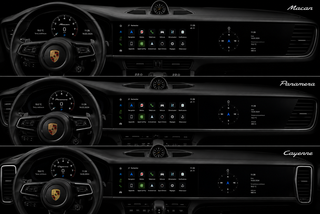 Double Ecran 12.3+12.3 Pouces CarPlay & Android Auto - Porsche Macan