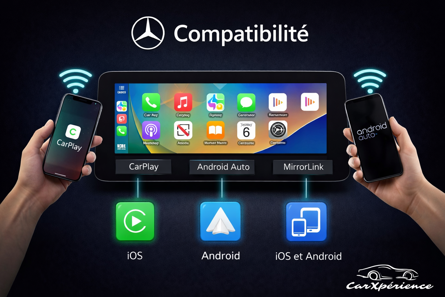 Ecran 10 Pouces Mercedes multimédia CarPlay & Android Auto – Classe A/B/G/CLA/GLA